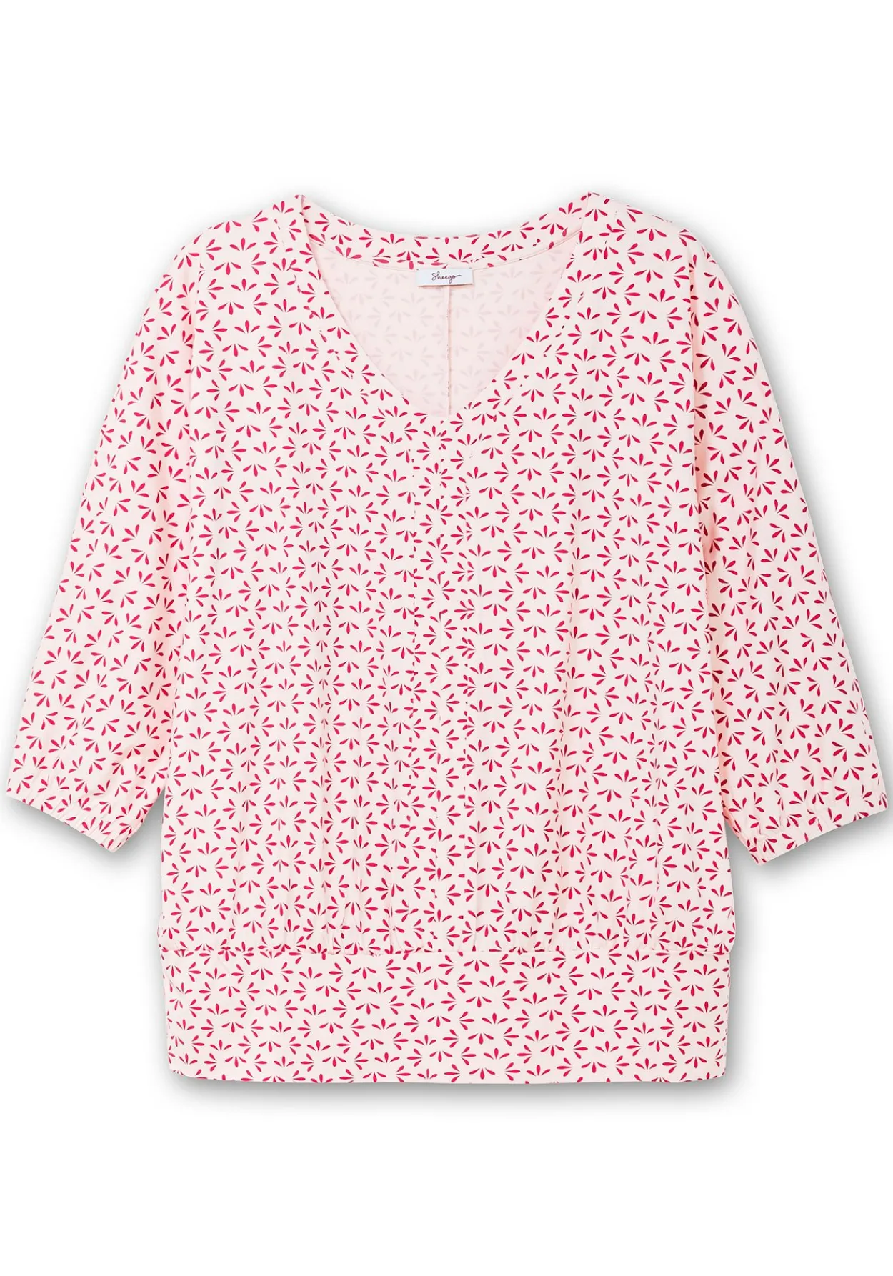 Shirt mit 3/4-Fledermausärmeln und V-Ausschnitt<sheego Fashion