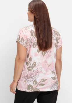 Shirt mit glänzendem Blumendruck<sheego Outlet