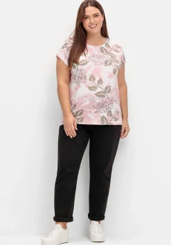 Shirt mit glänzendem Blumendruck<sheego Outlet