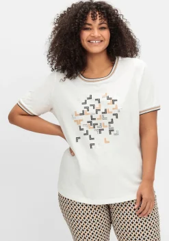 Shirt mit Grafik-Frontprint und Glitzerdetails<sheego Outlet