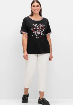 Shirt mit Grafik-Frontprint und Glitzerdetails<sheego Outlet