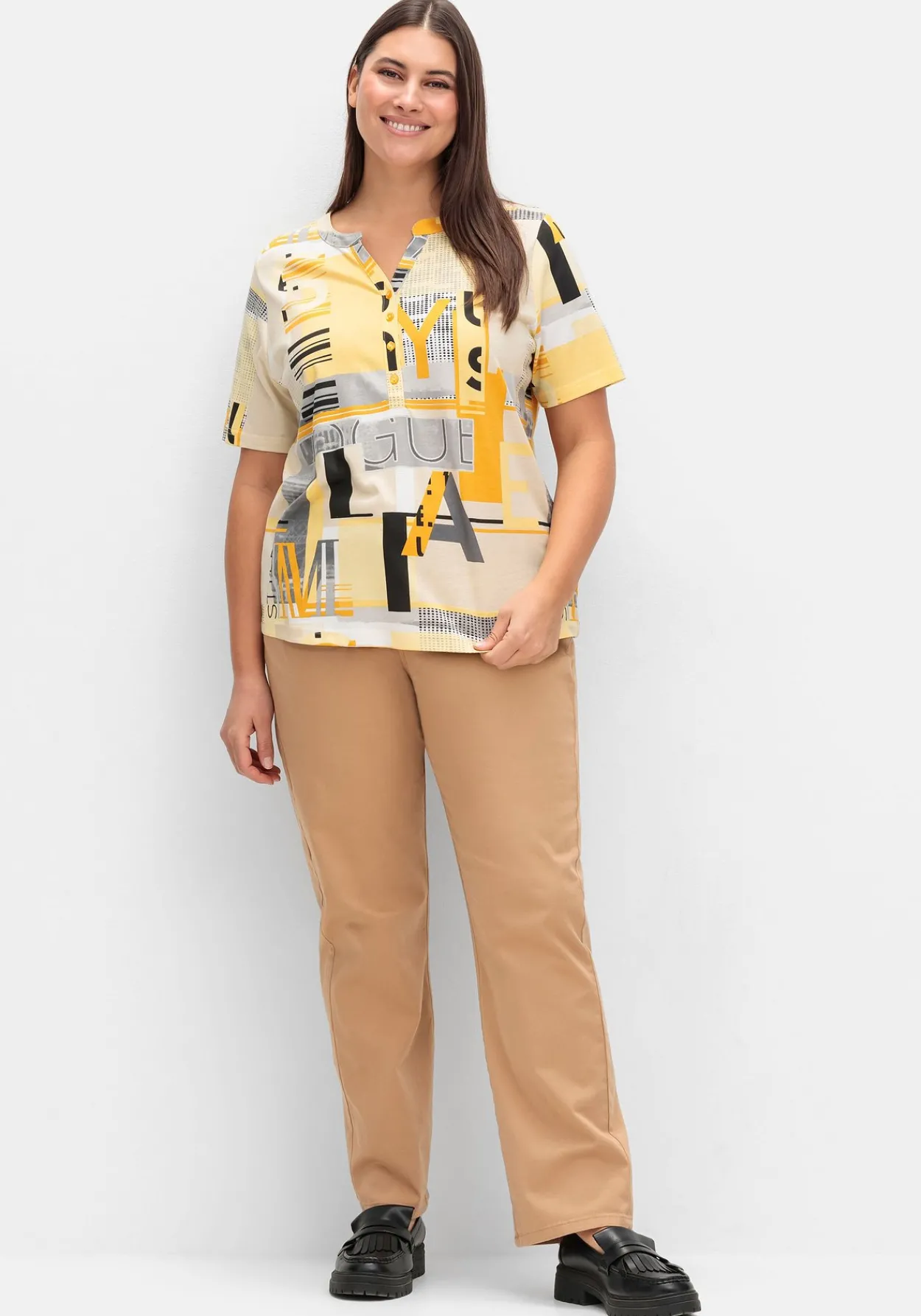 Shirt mit Grafikprint und Knopfleiste<sheego New