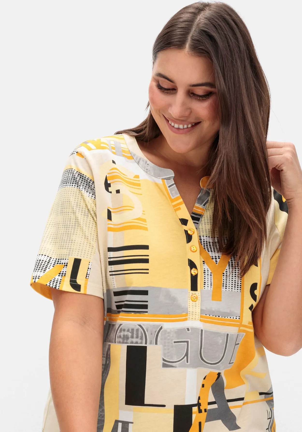 Shirt mit Grafikprint und Knopfleiste<sheego New