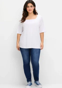 Shirt mit Karree-Ausschnitt, leicht tailliert<sheego Clearance