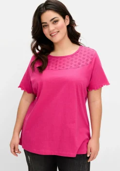 Shirt mit Lochstickerei-Einsatz vorn<sheego Best