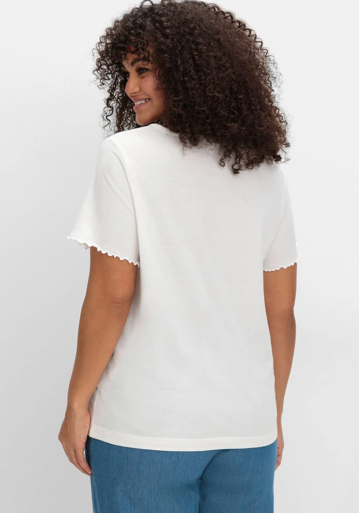 Shirt mit Lochstickerei-Einsatz vorn<sheego Discount