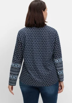 Shirt mit Minimalprint und Krempelärmeln<sheego Sale
