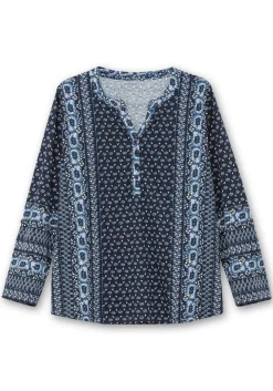 Shirt mit Minimalprint und Krempelärmeln<sheego Sale