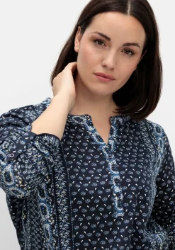 Shirt mit Minimalprint und Krempelärmeln<sheego Sale