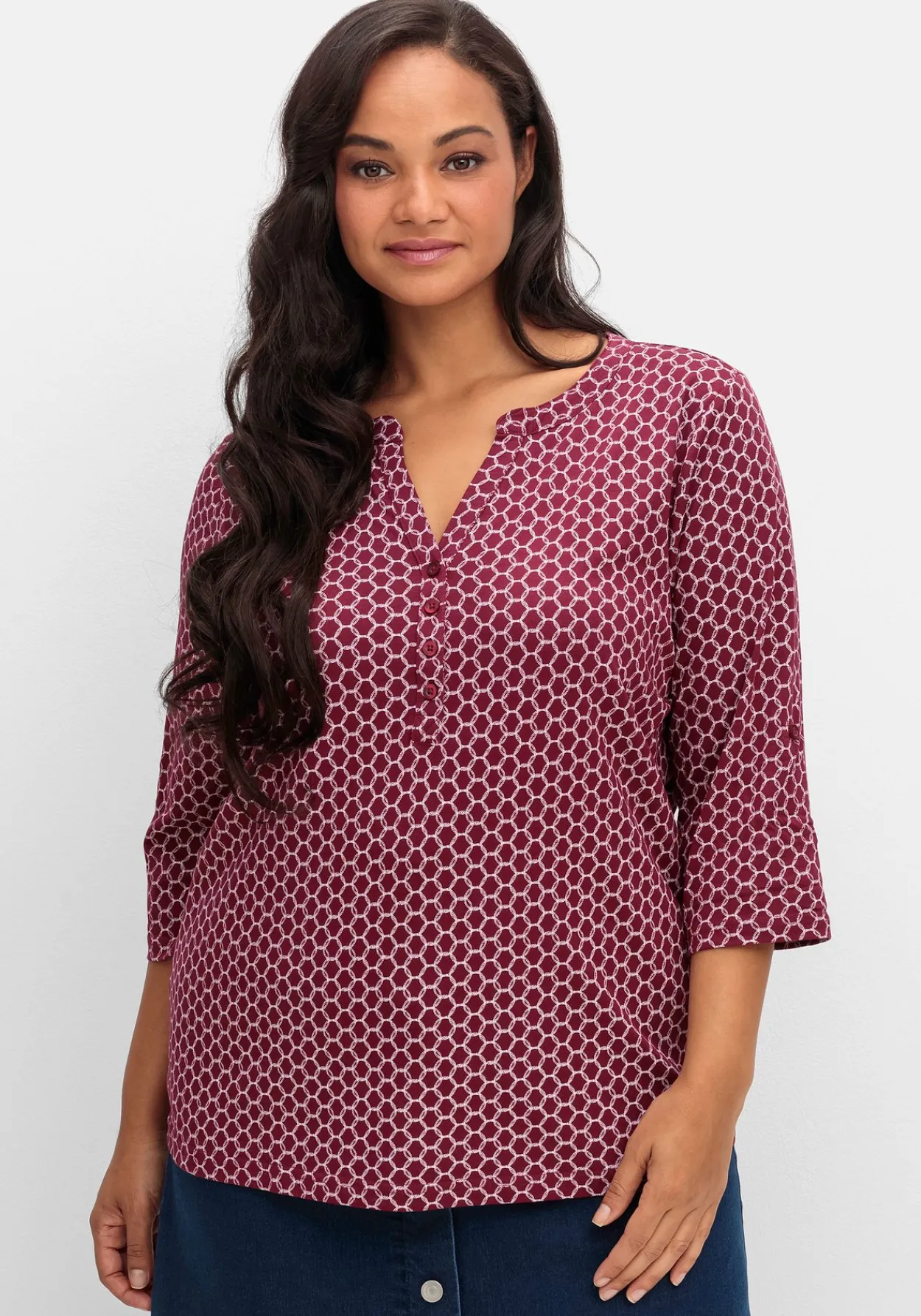 Shirt mit 3/4-Ärmeln und Grafikprint<sheego Sale