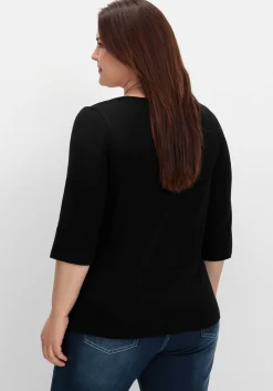 Shirt mit 3/4-Ärmeln und Grafikprint vorn<sheego Outlet