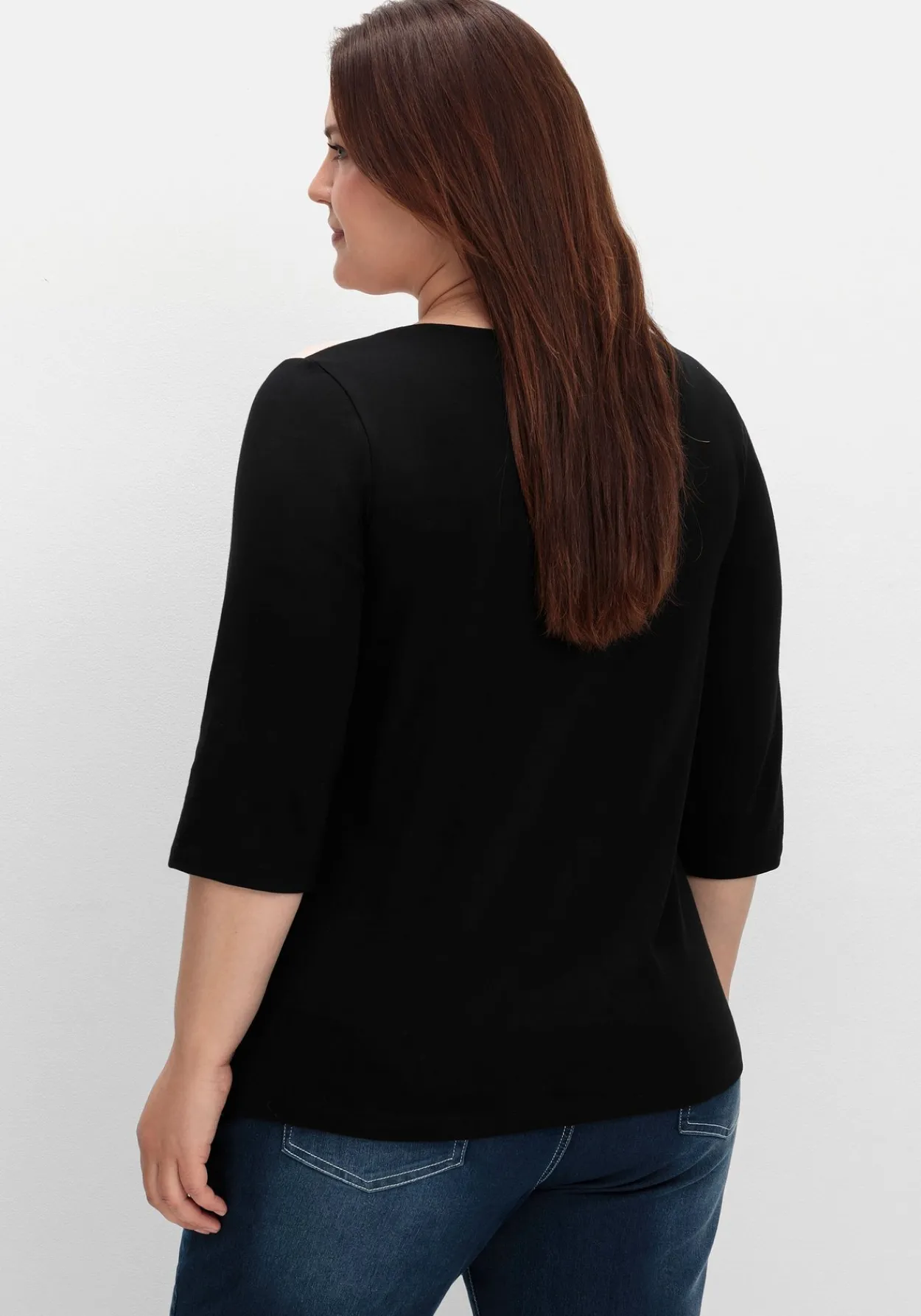 Shirt mit 3/4-Ärmeln und Grafikprint vorn<sheego Outlet