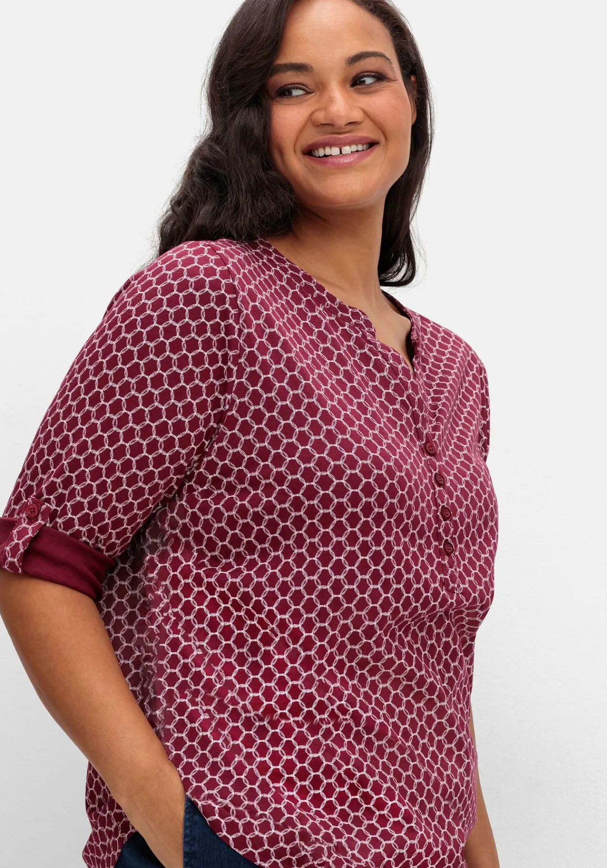 Shirt mit 3/4-Ärmeln und Grafikprint<sheego Sale