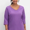 Shirt mit 3/4-Ärmeln und V-Ausschnitt<sheego Hot