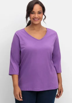 Shirt mit 3/4-Ärmeln und V-Ausschnitt<sheego Hot