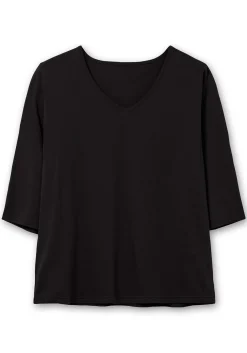 Shirt mit 3/4-Ärmeln und V-Ausschnitt<sheego Fashion