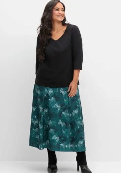 Shirt mit 3/4-Ärmeln und V-Ausschnitt<sheego Fashion