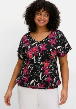 Shirt mit Ärmel-Schlitz und Alloverdruck<sheego Sale
