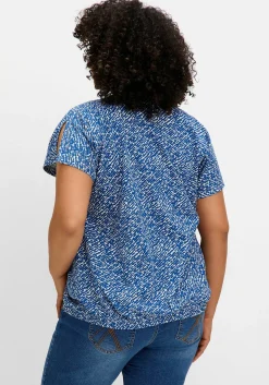 Shirt mit Ärmel-Schlitz und Alloverdruck<sheego New