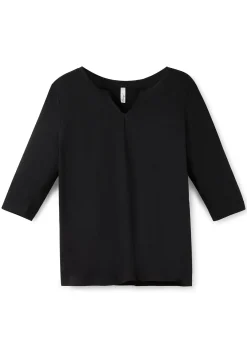 Shirt mit Rundhals und Schlitz, 3/4-Ärmel<sheego Sale