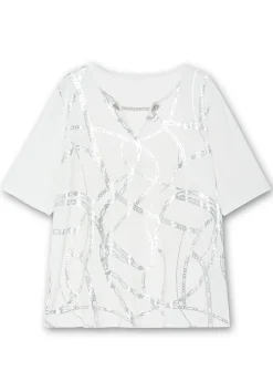 Shirt mit Ösen und Metallkette am Ausschnitt<sheego Sale