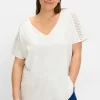 Shirt mit Spitze und V-Ausschnitt, aus Flammgarnjersey<sheego Online