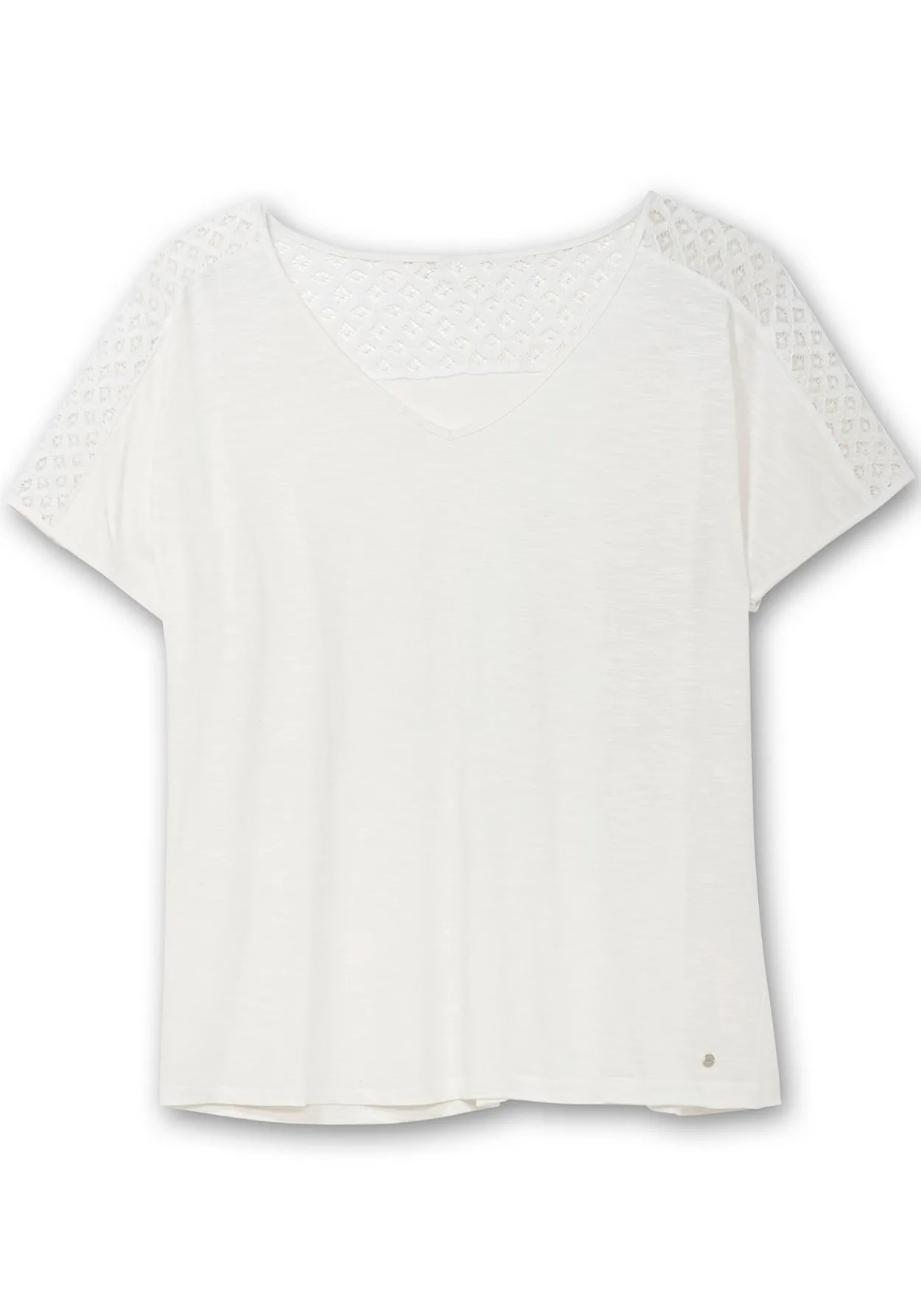 Shirt mit Spitze und V-Ausschnitt, aus Flammgarnjersey<sheego Online