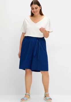 Shirt mit Spitze und V-Ausschnitt, aus Flammgarnjersey<sheego Online