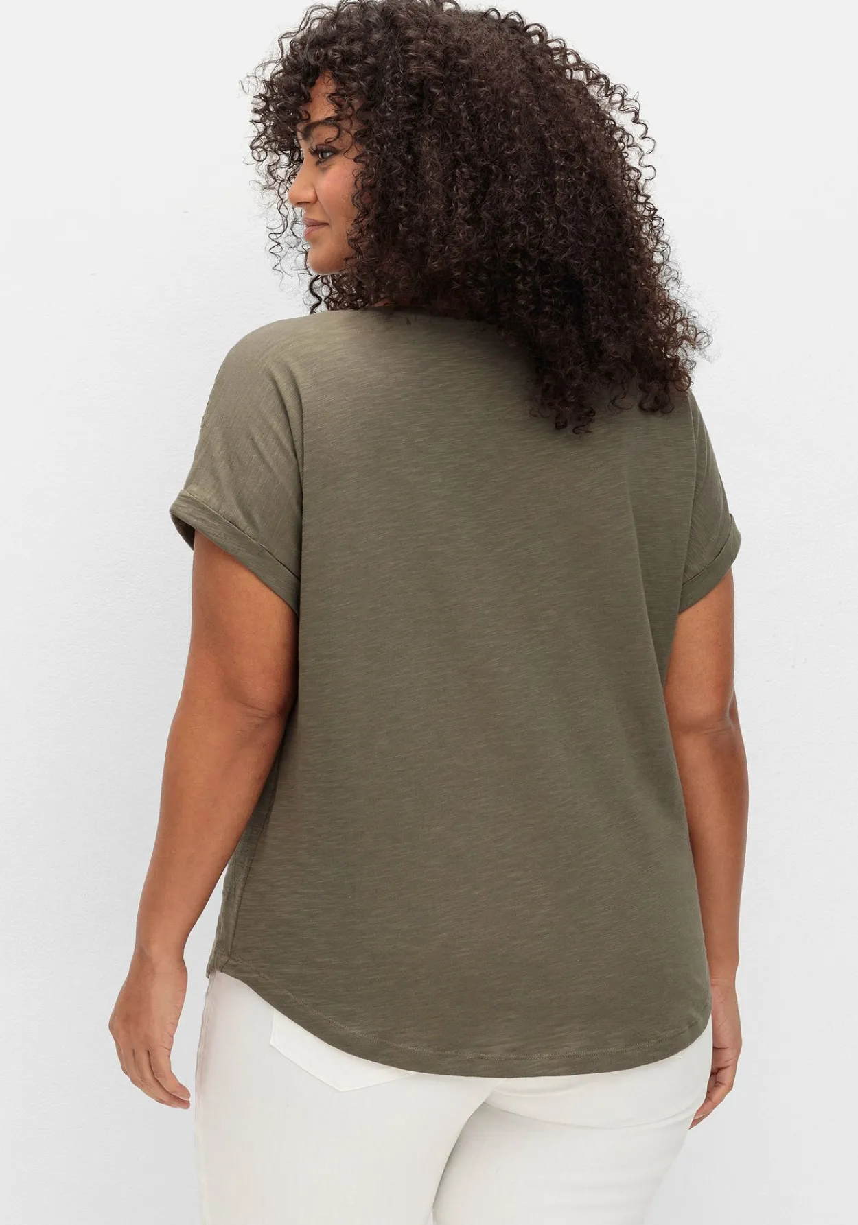 Shirt mit Spitzen-Applikation auf den Schultern<sheego Fashion