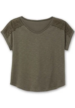 Shirt mit Spitzen-Applikation auf den Schultern<sheego Fashion