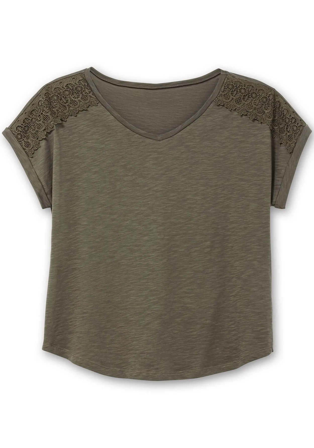 Shirt mit Spitzen-Applikation auf den Schultern<sheego Fashion