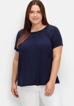 Shirt mit Spitzeneinsatz, aus Viskosejersey<sheego Clearance