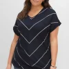 Shirt mit Streifen und Bindeband am Saum<sheego Hot