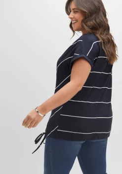 Shirt mit Streifen und Bindeband am Saum<sheego Hot