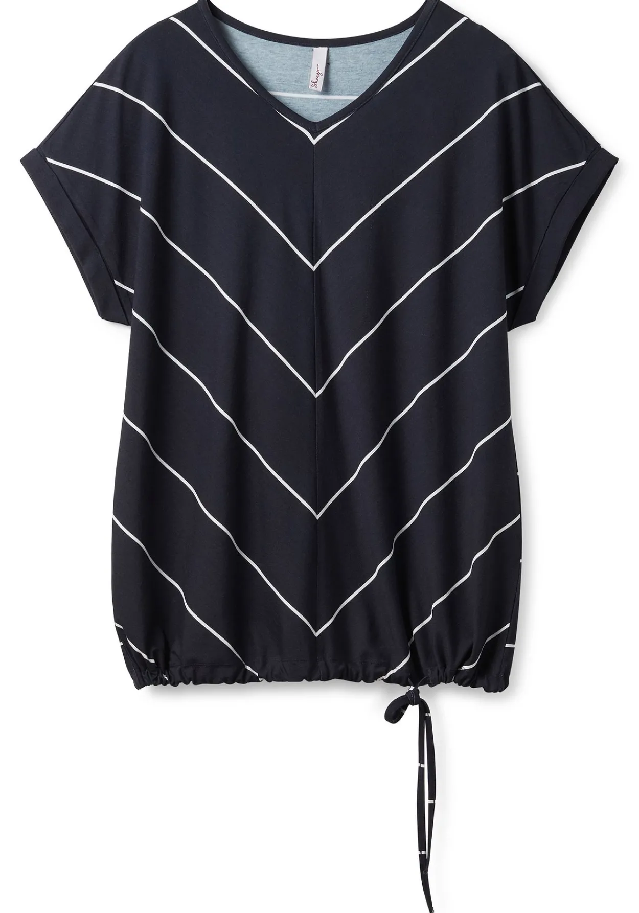 Shirt mit Streifen und Bindeband am Saum<sheego Hot