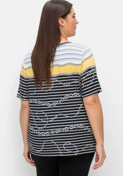 Shirt mit Streifendruck und Kettenmotiven<CREATION L PREMIUM New