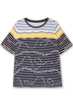 Shirt mit Streifendruck und Kettenmotiven<CREATION L PREMIUM New