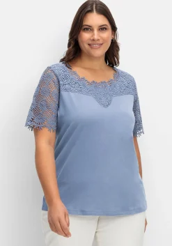 Shirt mit transparentem Spitzenbesatz<sheego Discount