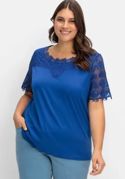 Shirt mit transparentem Spitzenbesatz<sheego Clearance