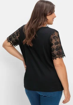 Shirt mit transparentem Spitzenbesatz<sheego Outlet