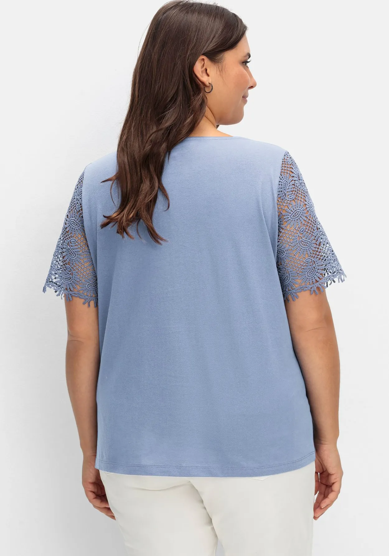 Shirt mit transparentem Spitzenbesatz<sheego Discount