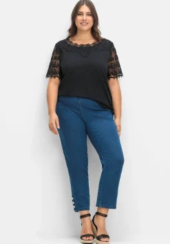 Shirt mit transparentem Spitzenbesatz<sheego Outlet