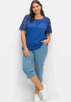 Shirt mit transparentem Spitzenbesatz<sheego Clearance