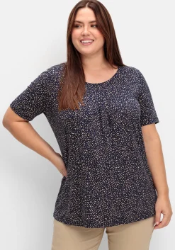Shirt mit Tupfen-Alloverdruck und gelegten Falten<sheego Fashion