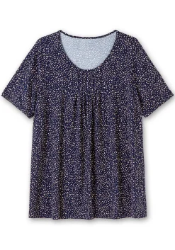 Shirt mit Tupfen-Alloverdruck und gelegten Falten<sheego Fashion