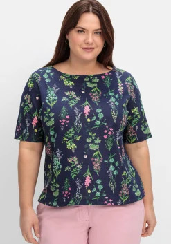 Shirt mit U-Boot-Ausschnitt und floralem Print<sheego Online