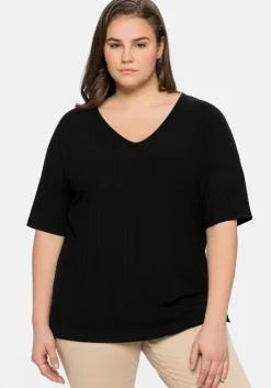 Shirt mit V-Ausschnitt, in Oversized-Form<sheego Discount