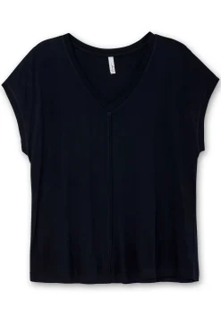 Shirt mit V-Ausschnitt und Zierpaspel vorn<sheego Clearance