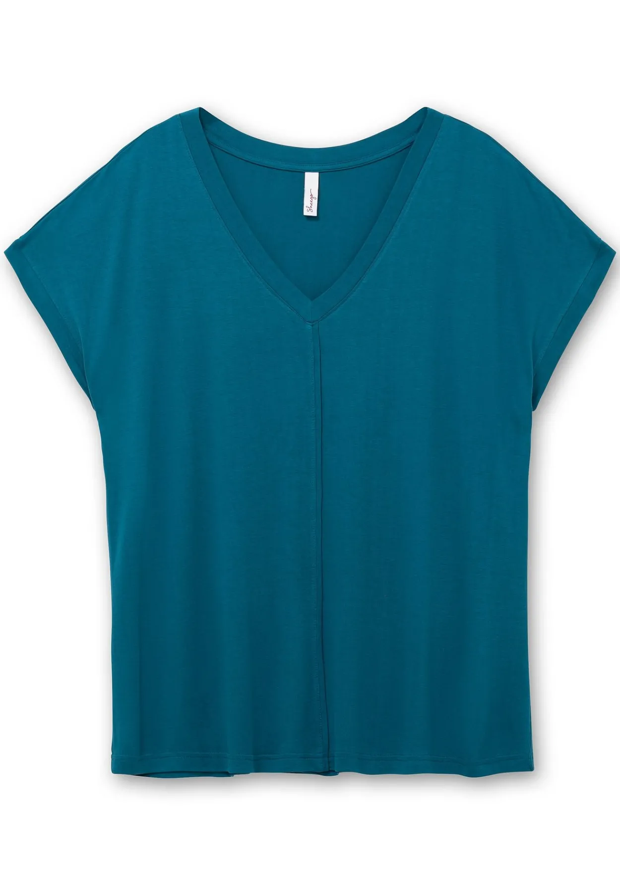 Shirt mit V-Ausschnitt und Zierpaspel vorn<sheego Fashion