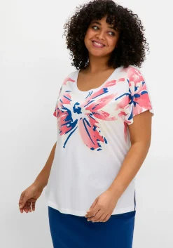 Shirt mit weitem Rundhals und großem Blütenprint<sheego Best